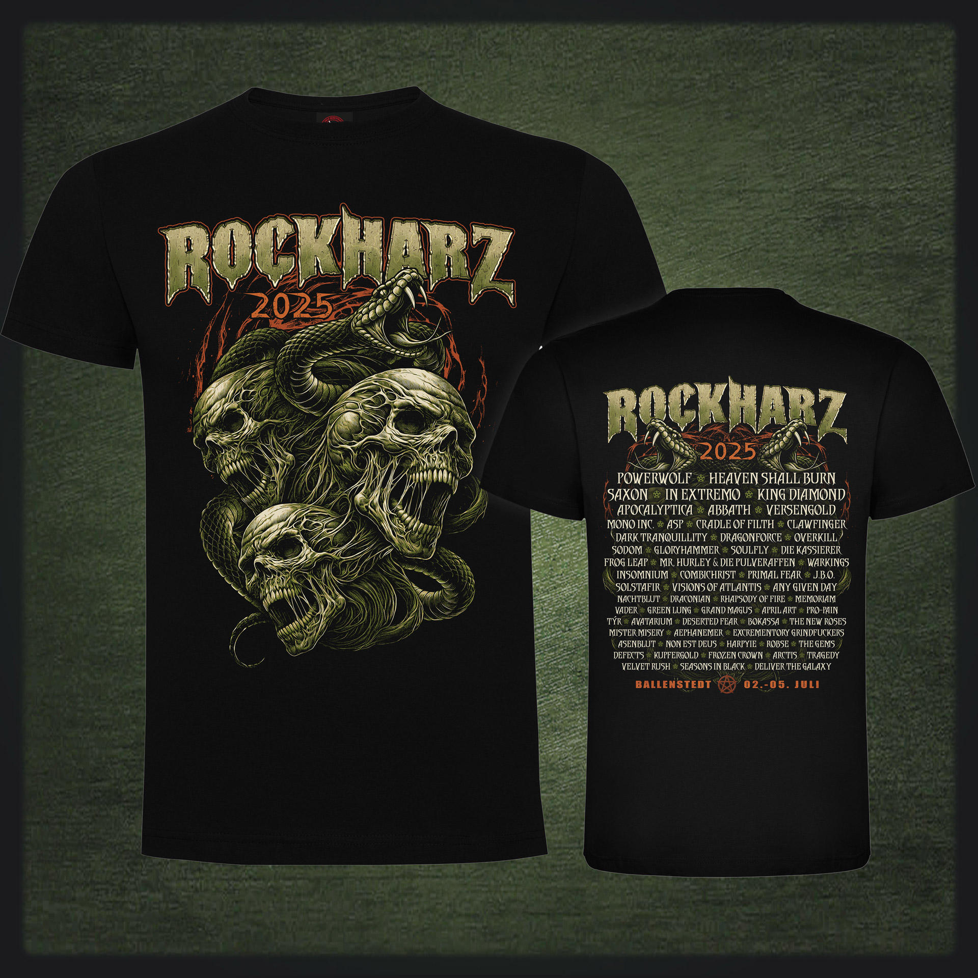 ROCKHARZ 2025 "SKULLS AND SNAKE" SHIRT