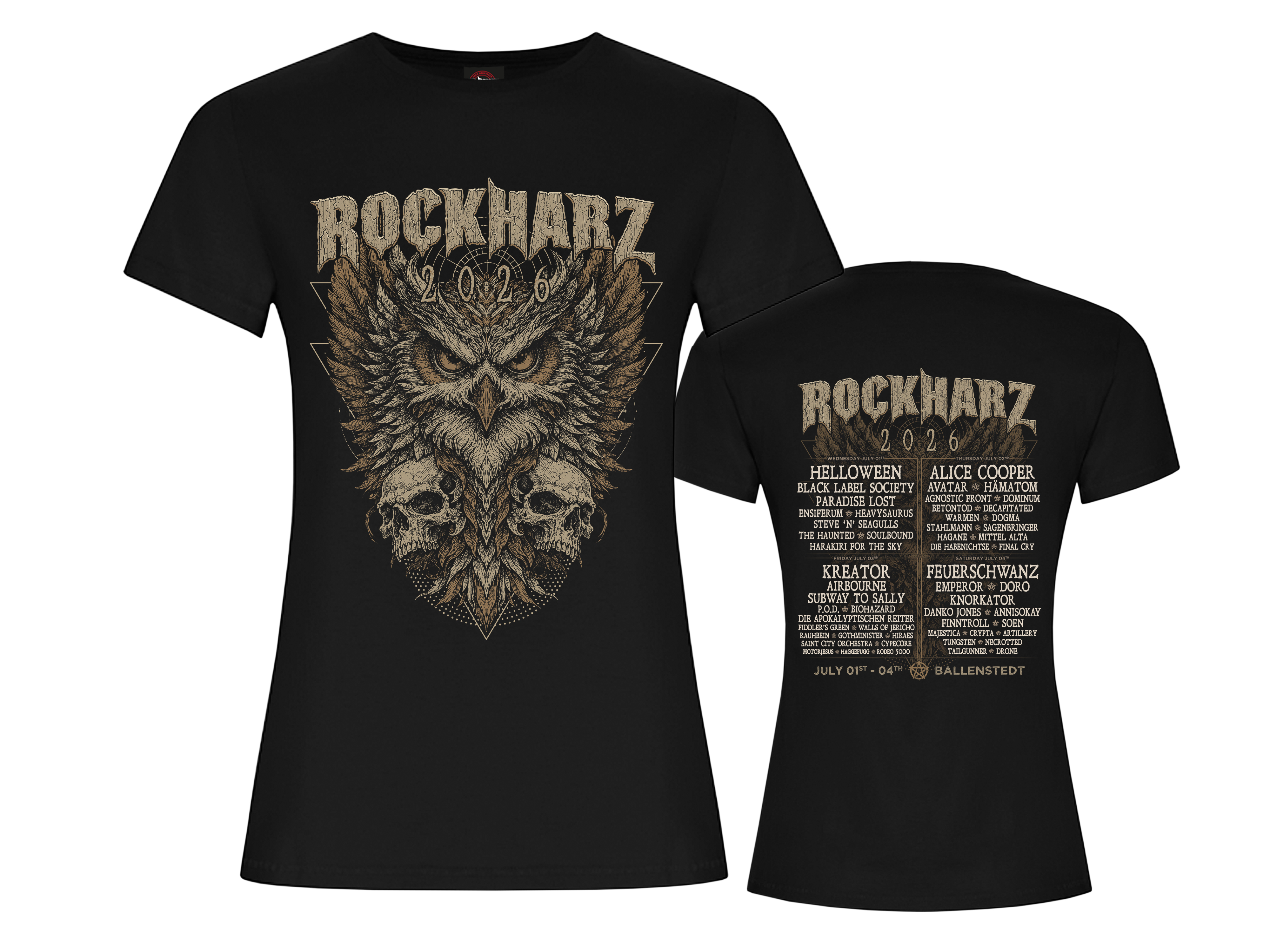 ROCKHARZ 2026 "OWL AND SKULL" DAMEN SHIRT